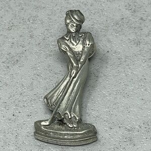 Golf Golfer Golfing Victorian Lady Elegant Pewter LPGA Lapel Pin Women’s